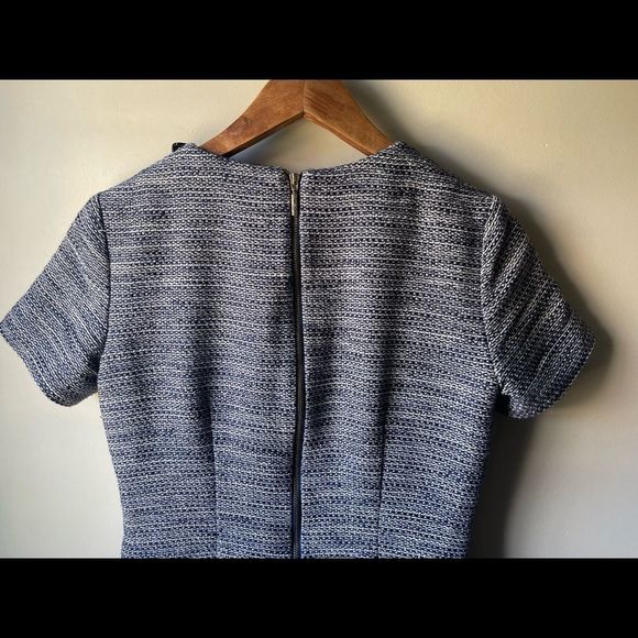 Karl Lagerfeld short sleeve blue and white tweed style shift dress size 2 - Picture 5 of 13